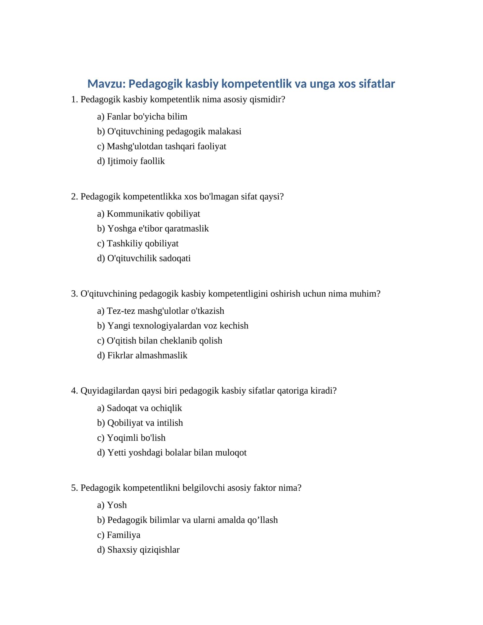 Pedagogik kasbiy kompetentlik va unga xos sifatlar 1