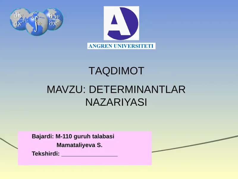 DETERMINANTLAR NAZARIYASI 1