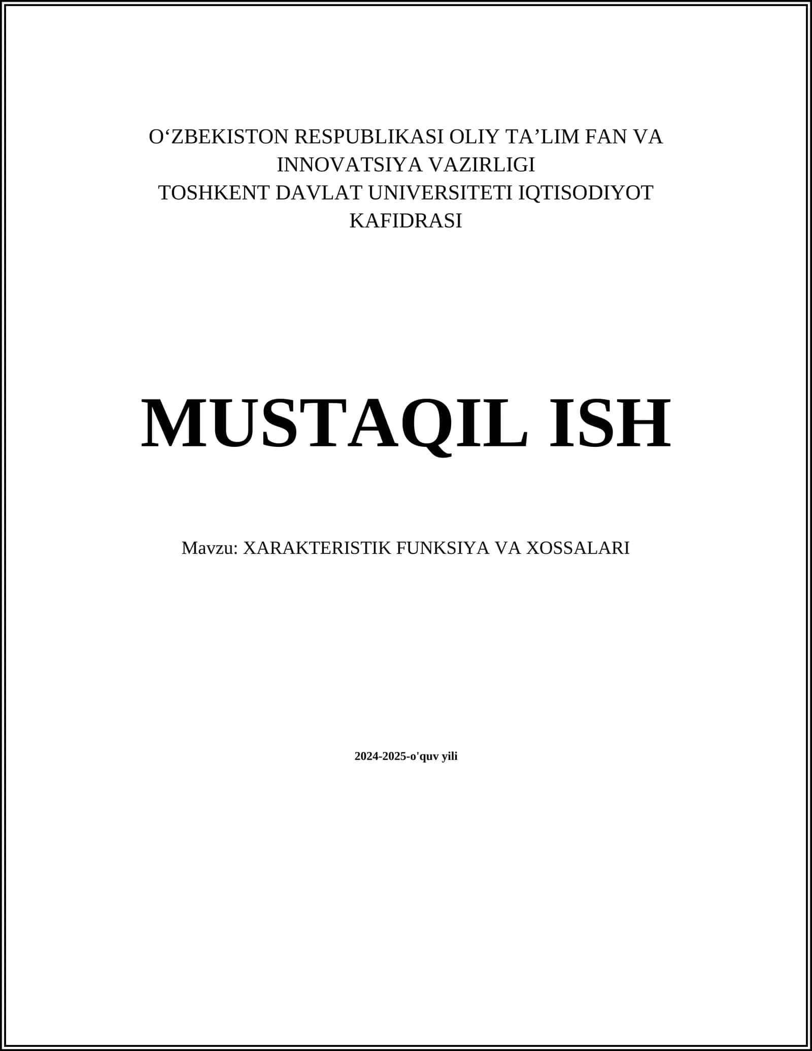 XARAKTERISTIK FUNKSIYA VA XOSSALARI 1