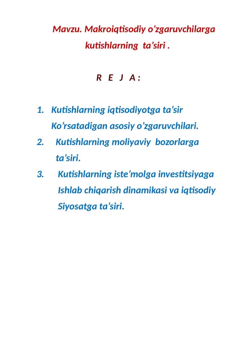 Kutishlarning iqtisodiyotga ta’siri 1