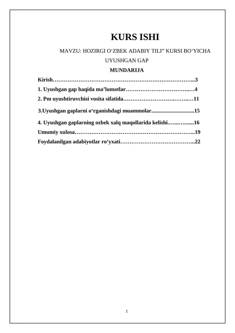 HOZIRGI O‘ZBEK ADABIY TILI” KURSI 1