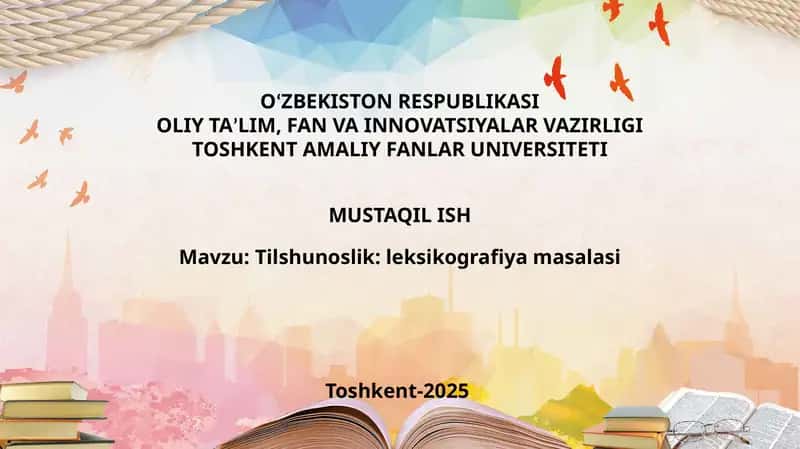 Tilshunoslik: leksikografiya masalasi 1