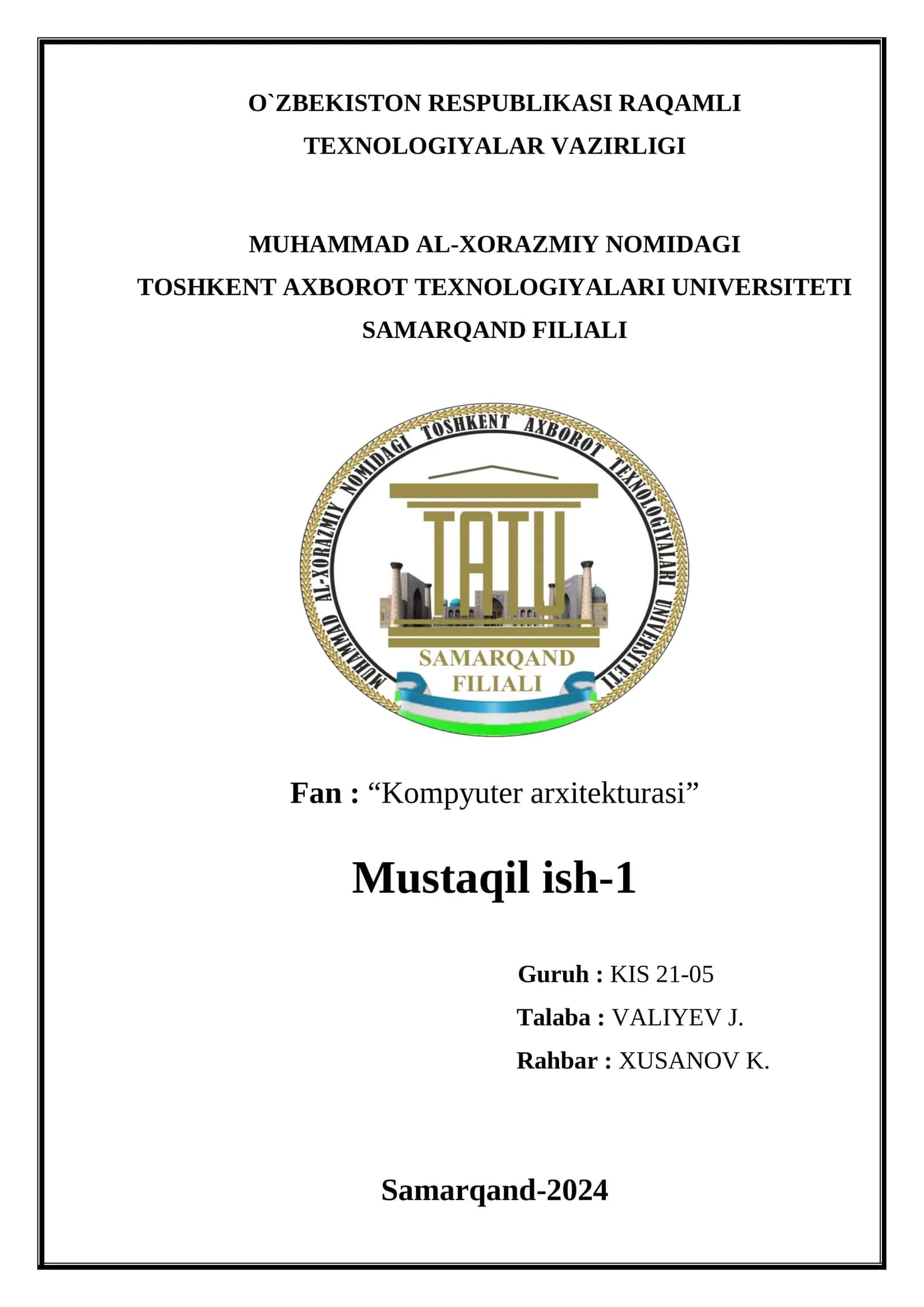 Kompyuter tizimlari asosiy tushunchalar 1