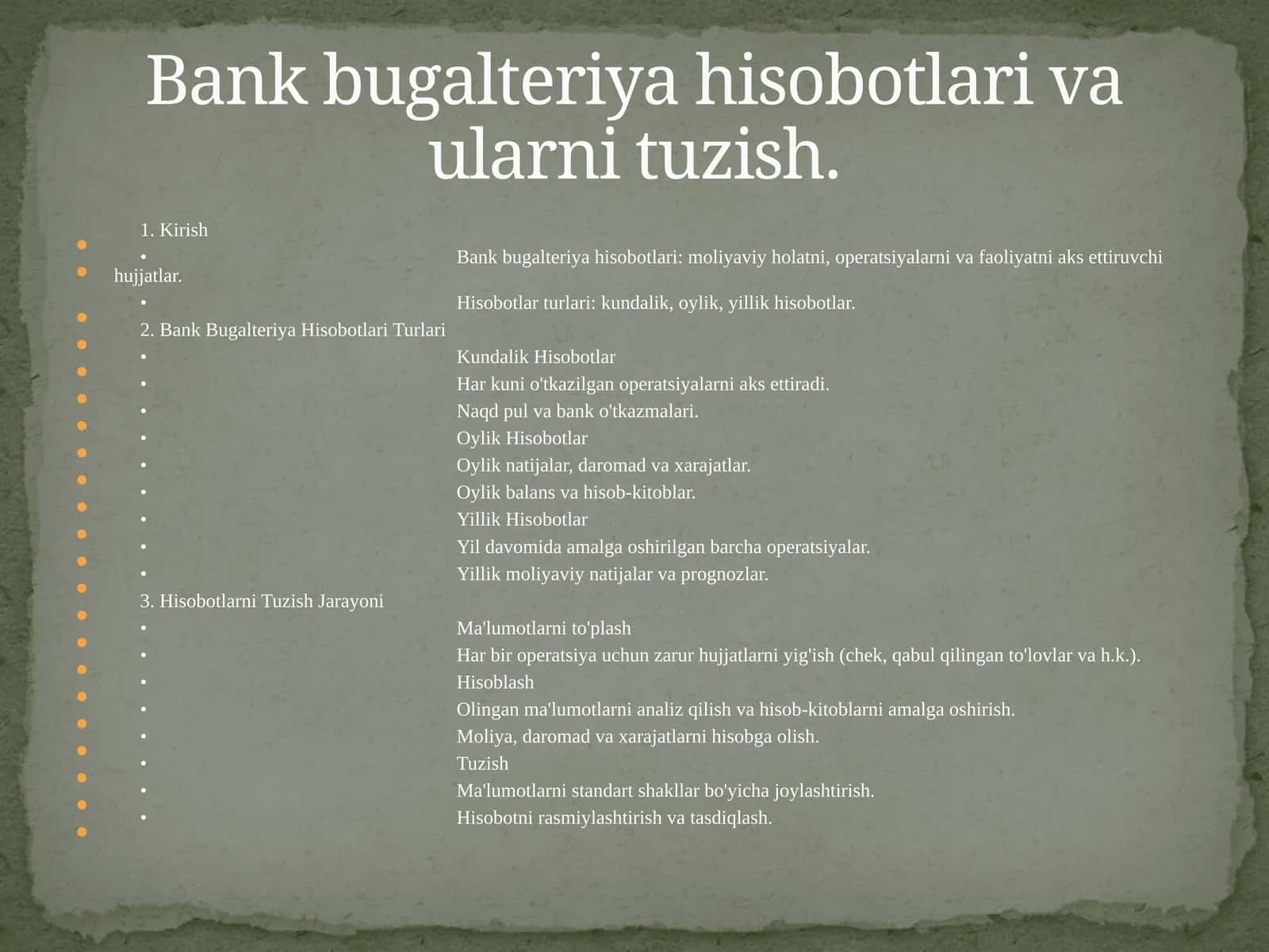 Bank bugalteriya hisobotlari va ularni tuzish 1