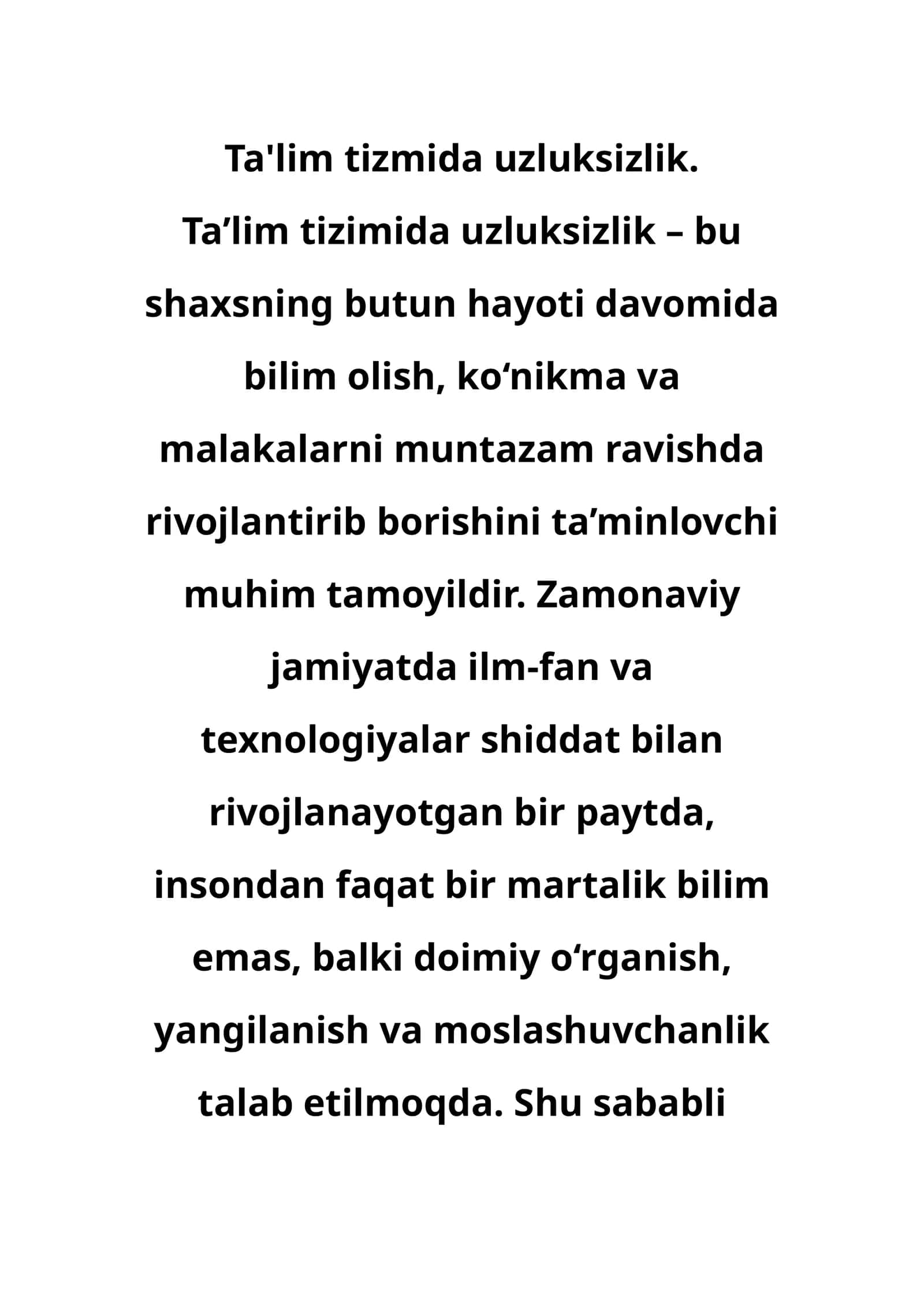 Ta'lim tizmida uzluksizlik 1