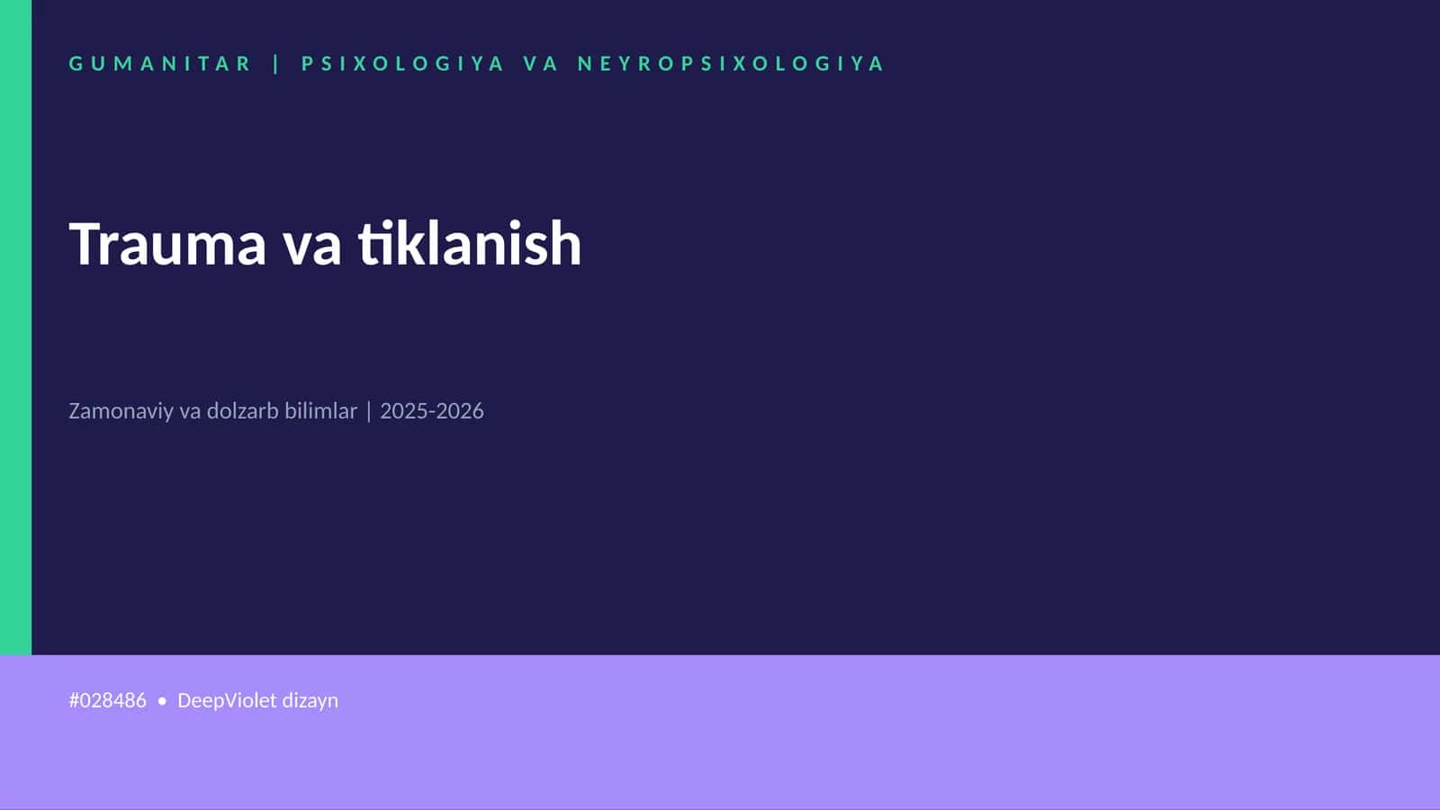 Trauma va tiklanish 1