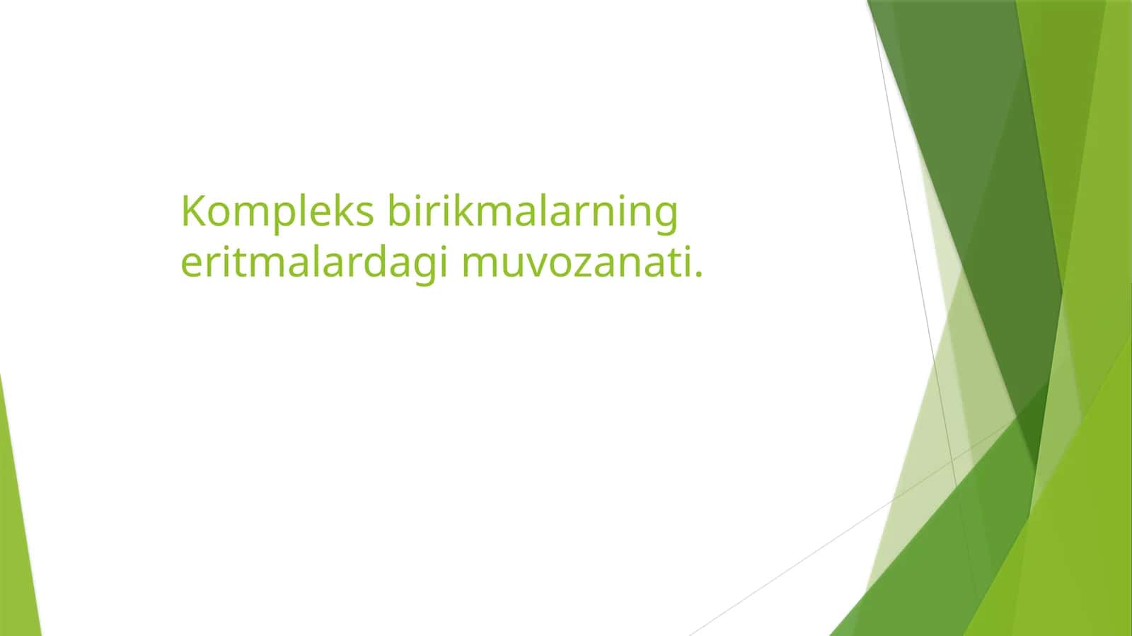 Murakkab birikmalarning eritmalardagi muvozanati 1