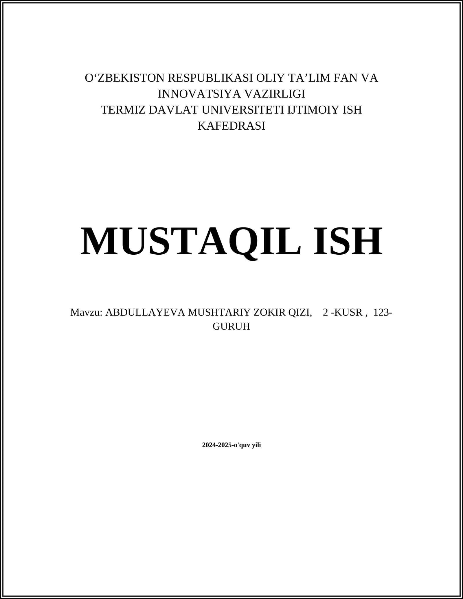 ABDULLAYEVA MUSHTARIY ZOKIR QIZI 1