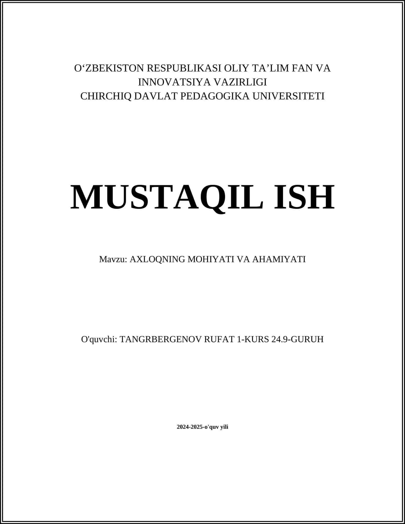 AXLOQNING MOHIYATI VA AHAMIYATI 1