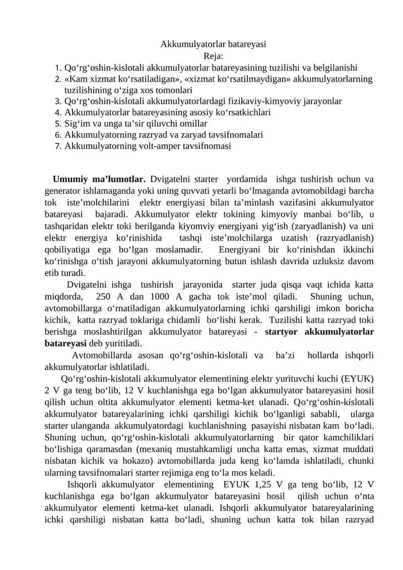 Akkumulyatorlar batareyasi 1