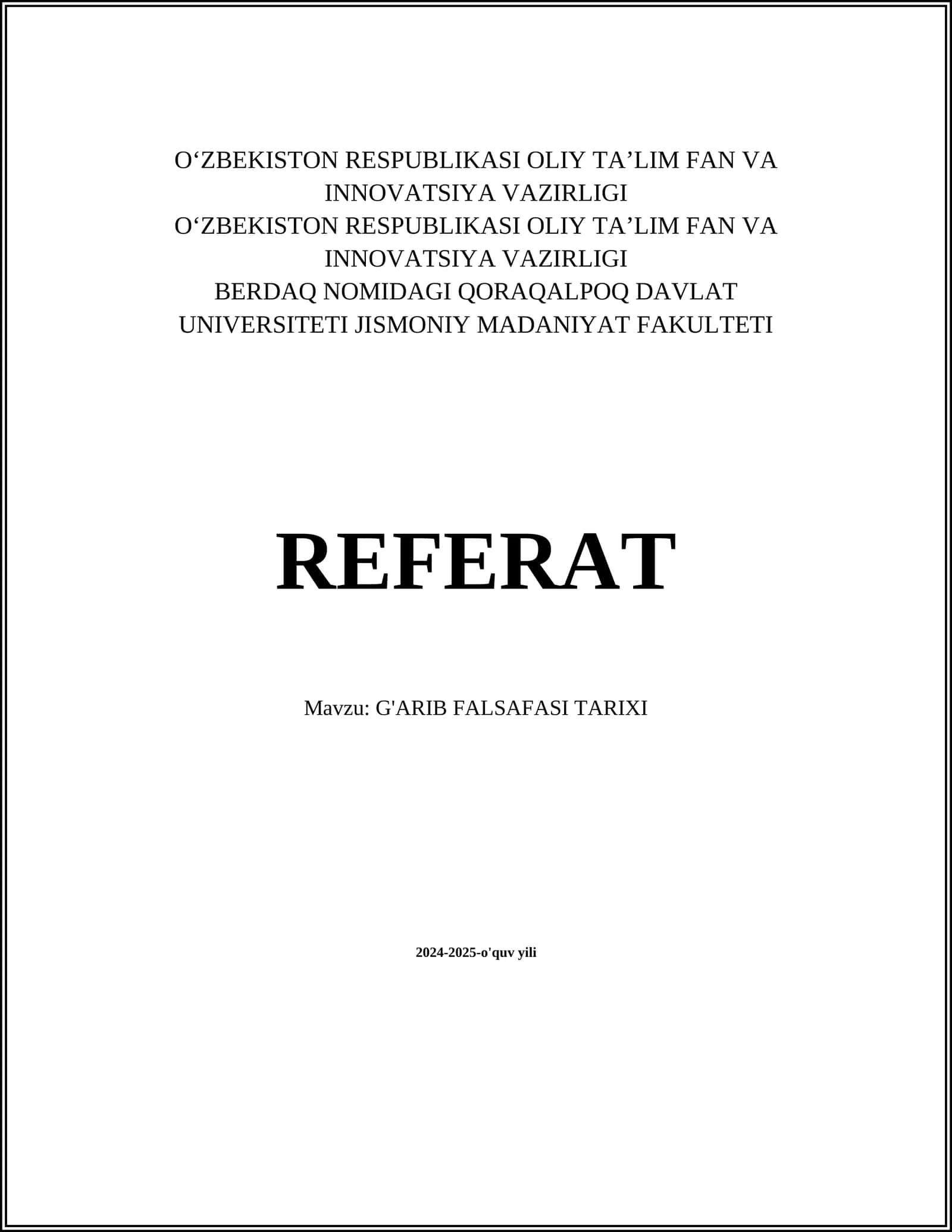 G'ARIB FALSAFASI TARIXI 1