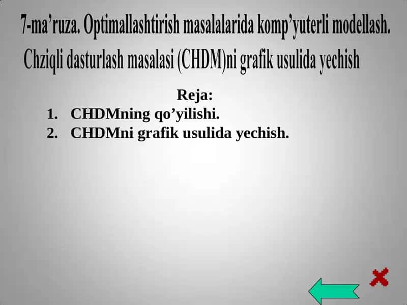 Chiziqli dasturlash masalalarini grafik usulida 1