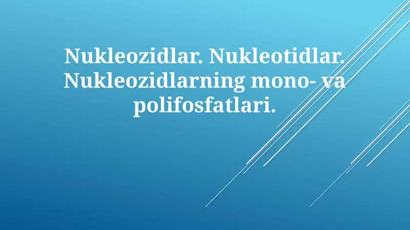Nukleozidlar va Nukleotidlar 1