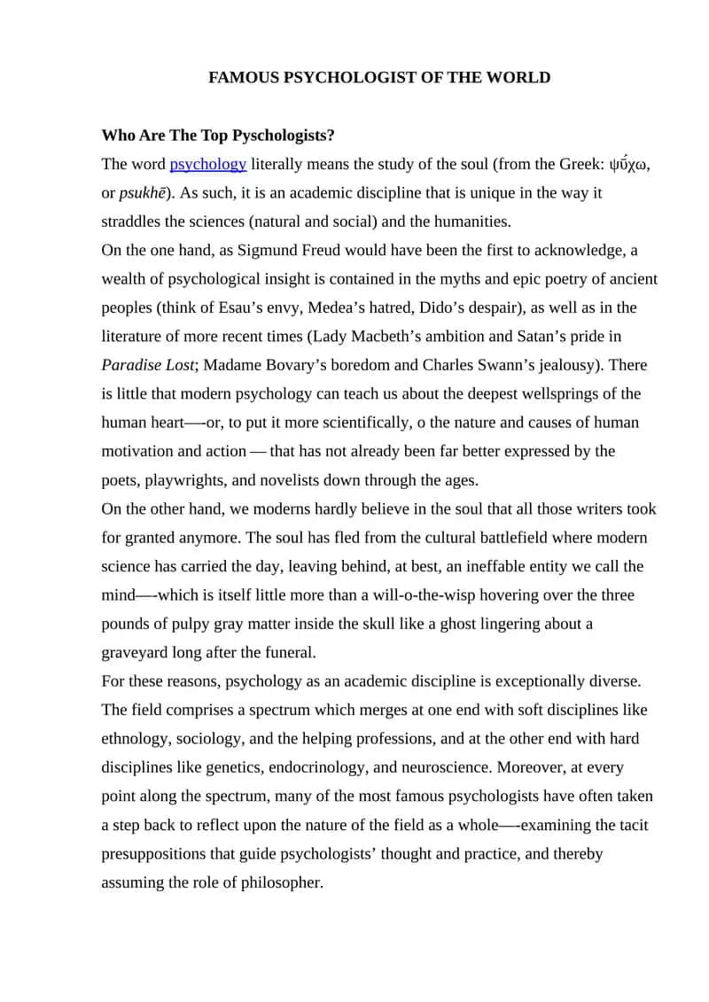 Famous Psychologist of the World 1