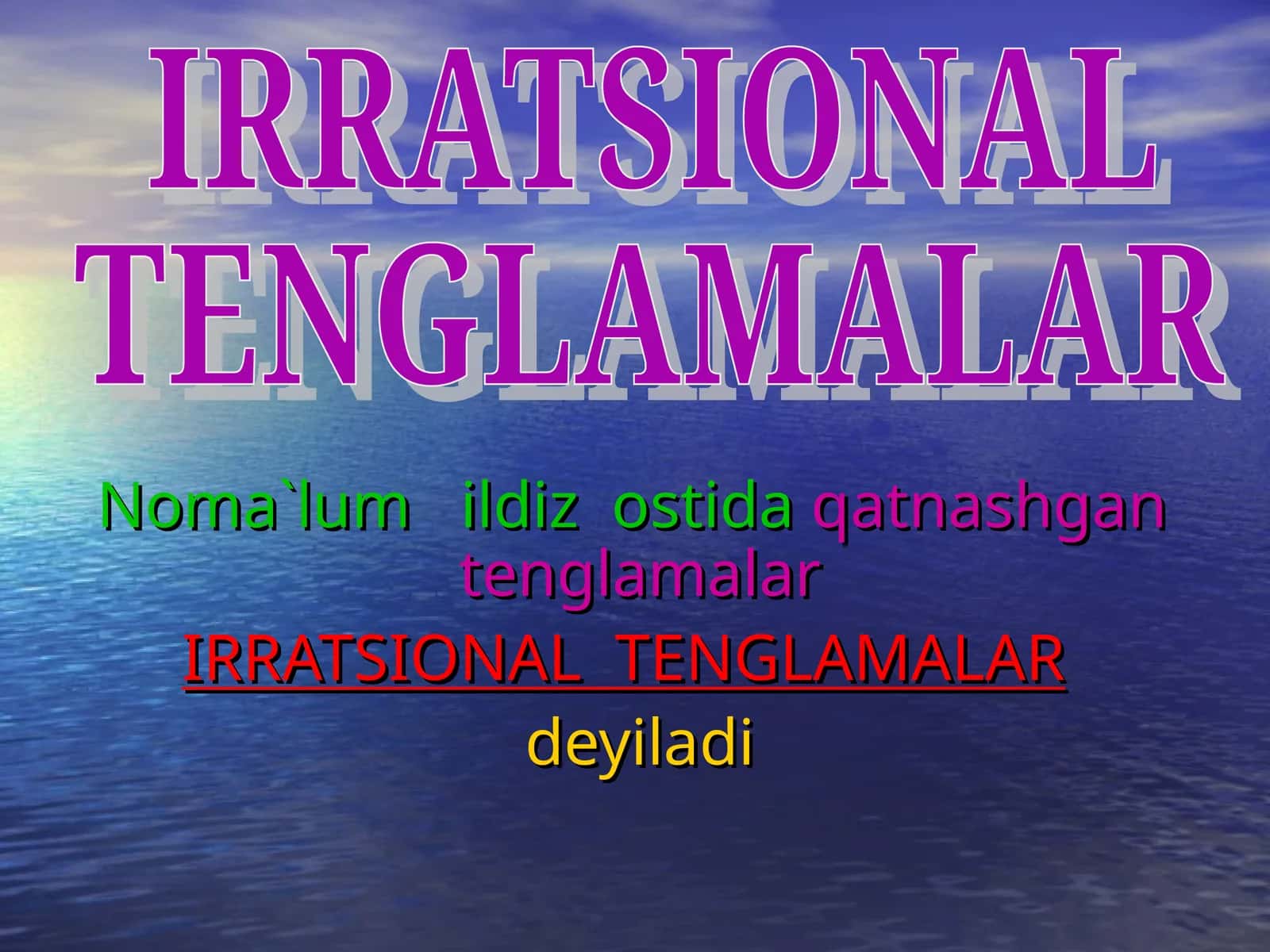 Irratsional Tenglamalar 1