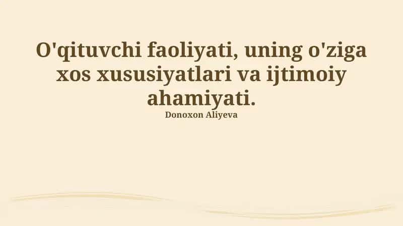 O'qituvchining faoliyati 1
