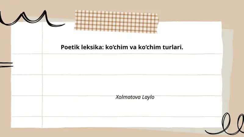 Poetik leksika: ko‘chim va ko‘chim turlari 1