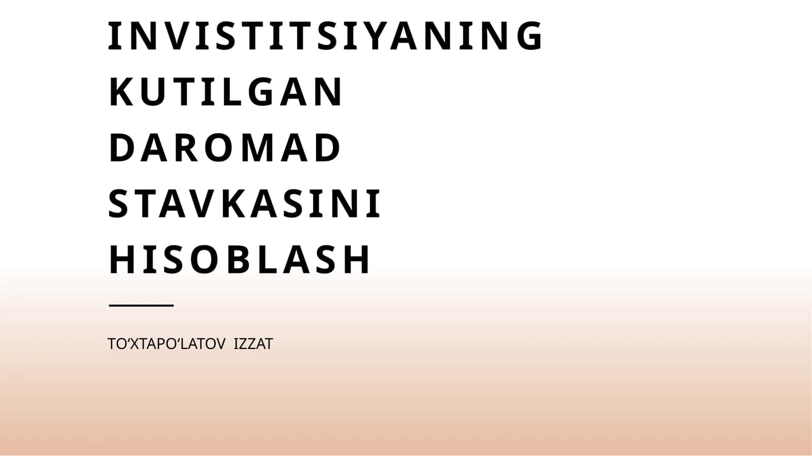 Investitsiyalarning kutilgan daromadi 1