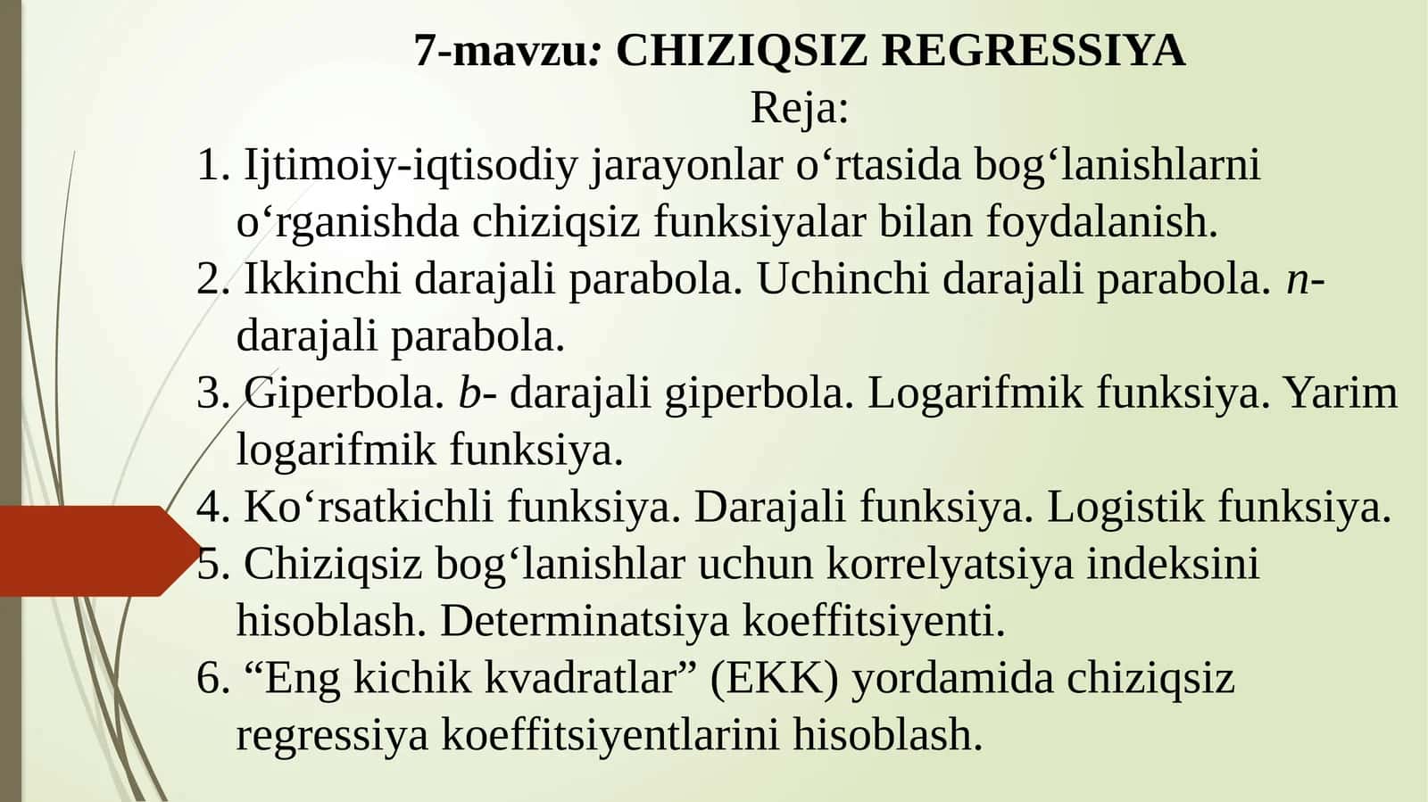 CHIZIQSIZ REGRESSIYA 1