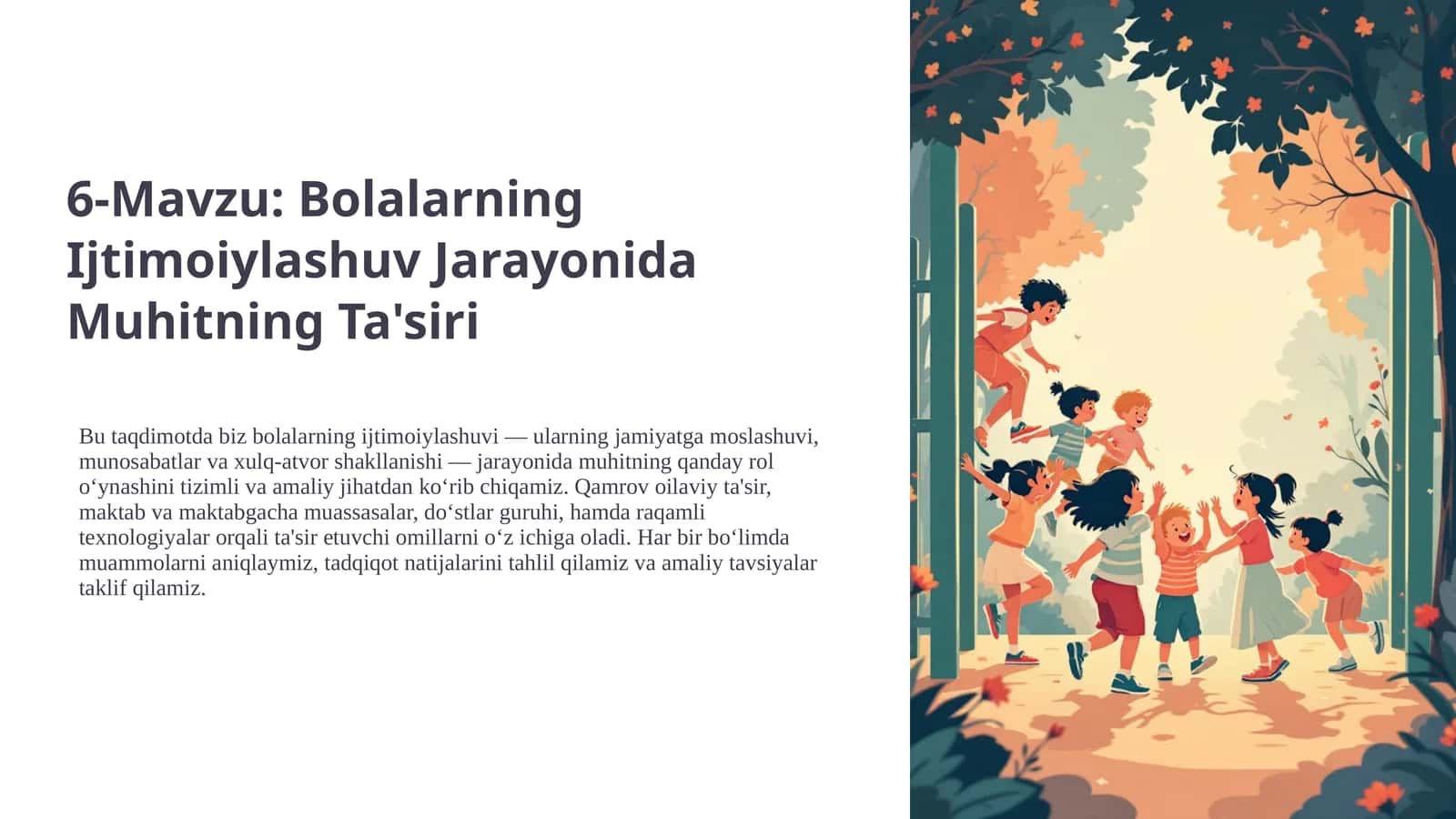 Bolalarning Ijtimoiylashuv Jarayonida Muhitning Ta'siri 1