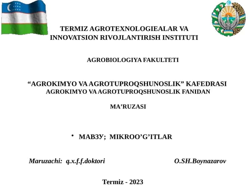 MIKROO’G’ITLAR 1