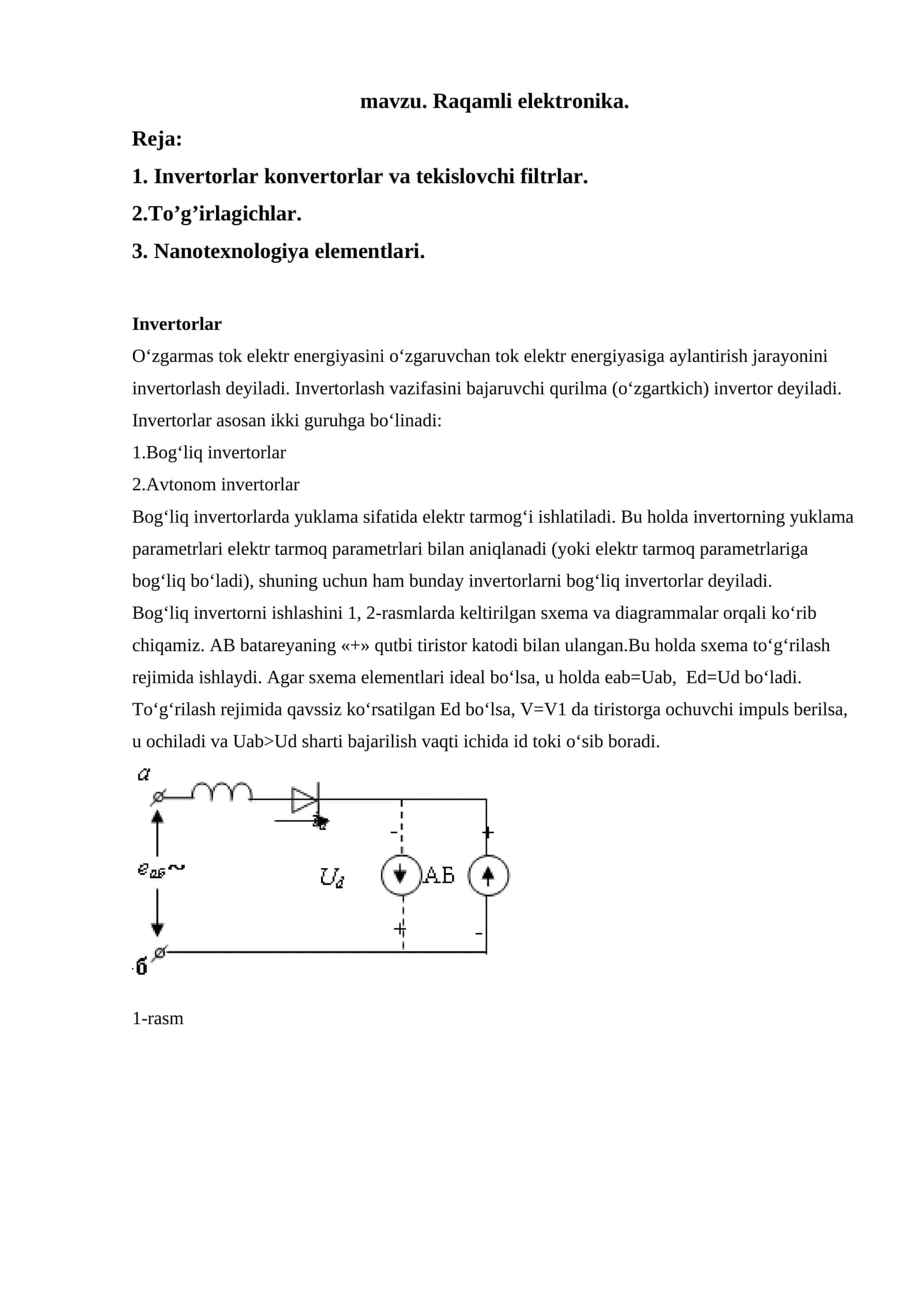 Raqamli elektronika 1