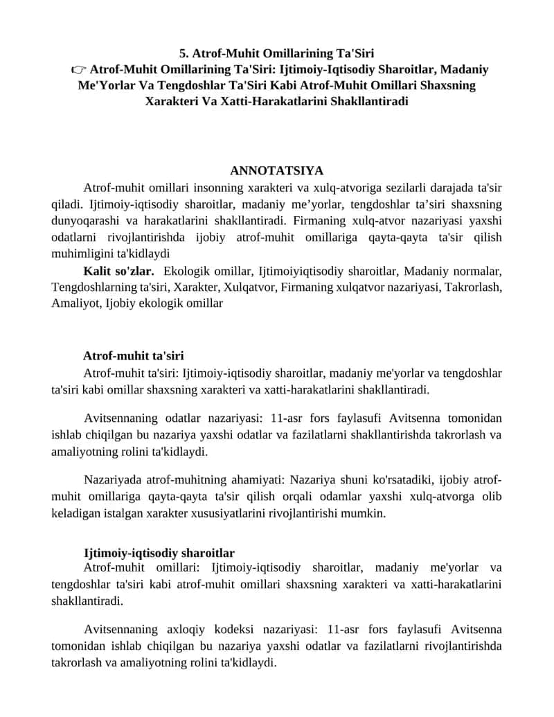 Atrof-Muhit Omillarining Ta'Siri 1