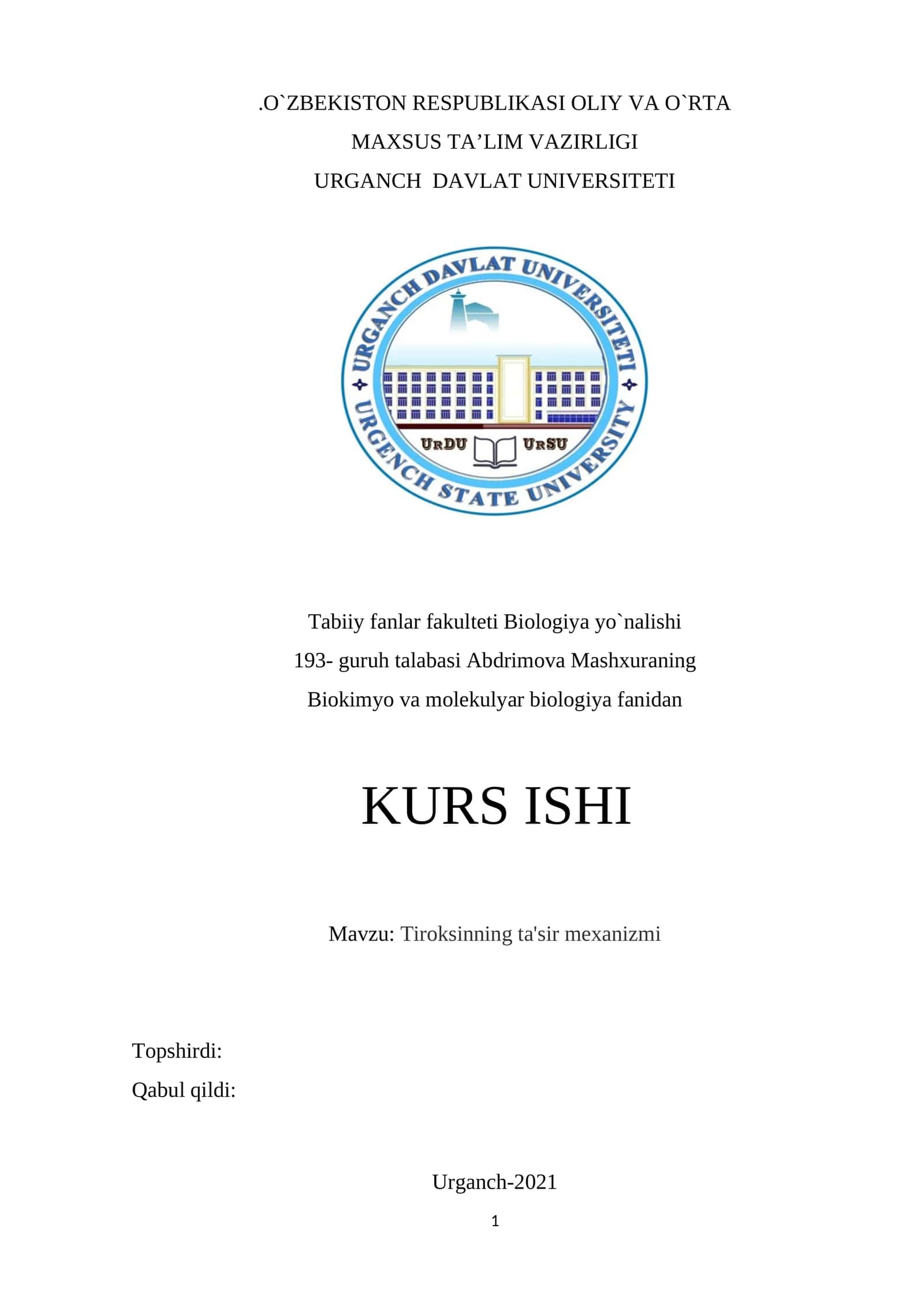 Tiroksinning ta'sir mexanizmi 1
