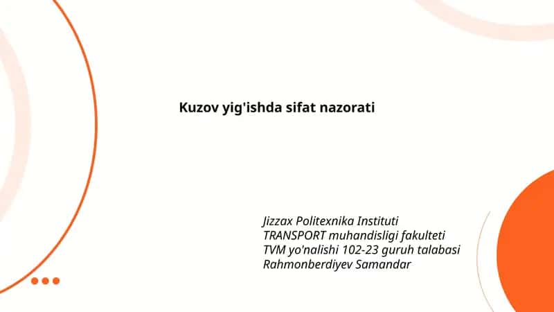 Kuzov yig'ishda sifat nazorati 1