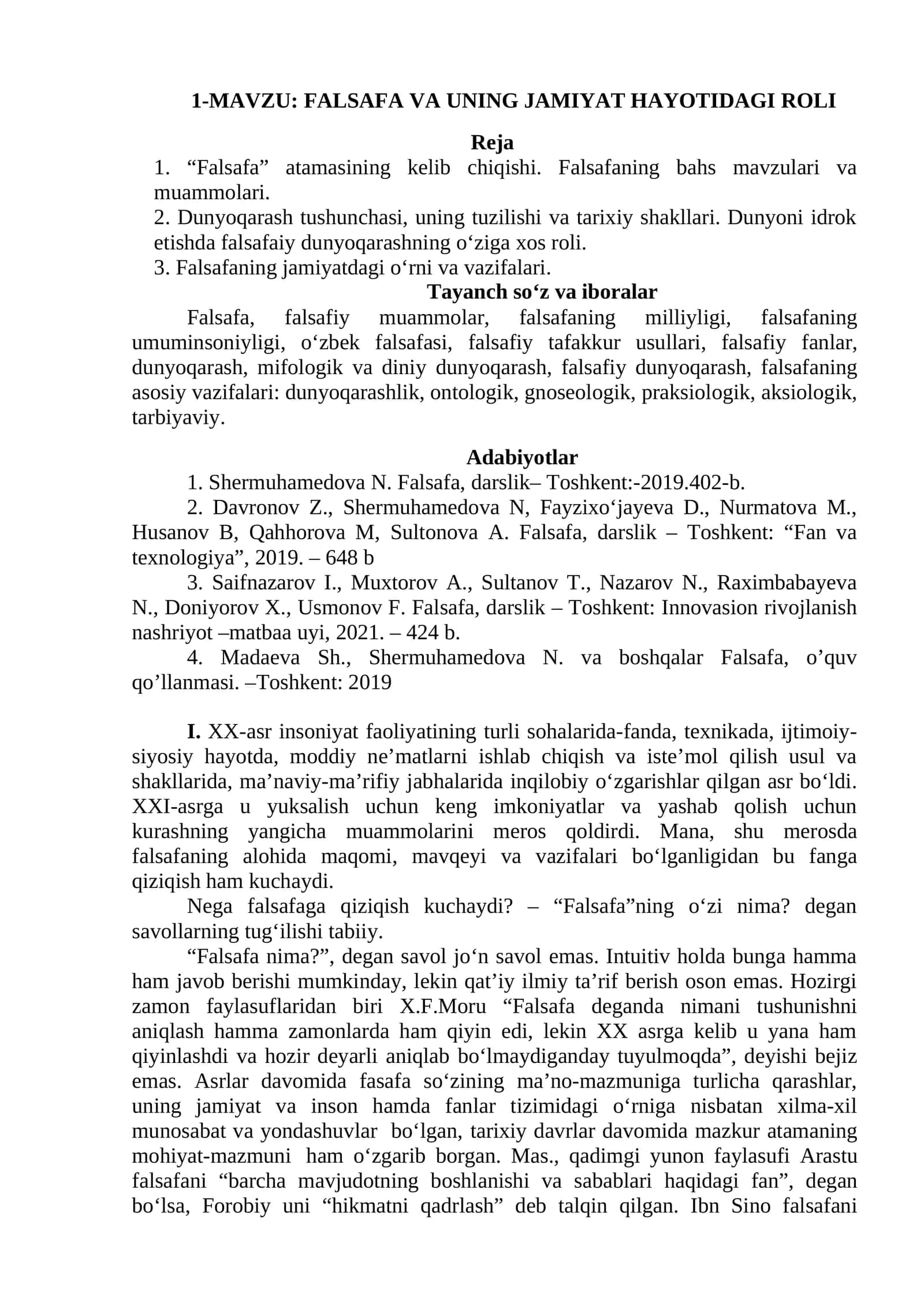 FALSAFA VA UNING JAMIYAT HAYOTIDAGI ROLI 1