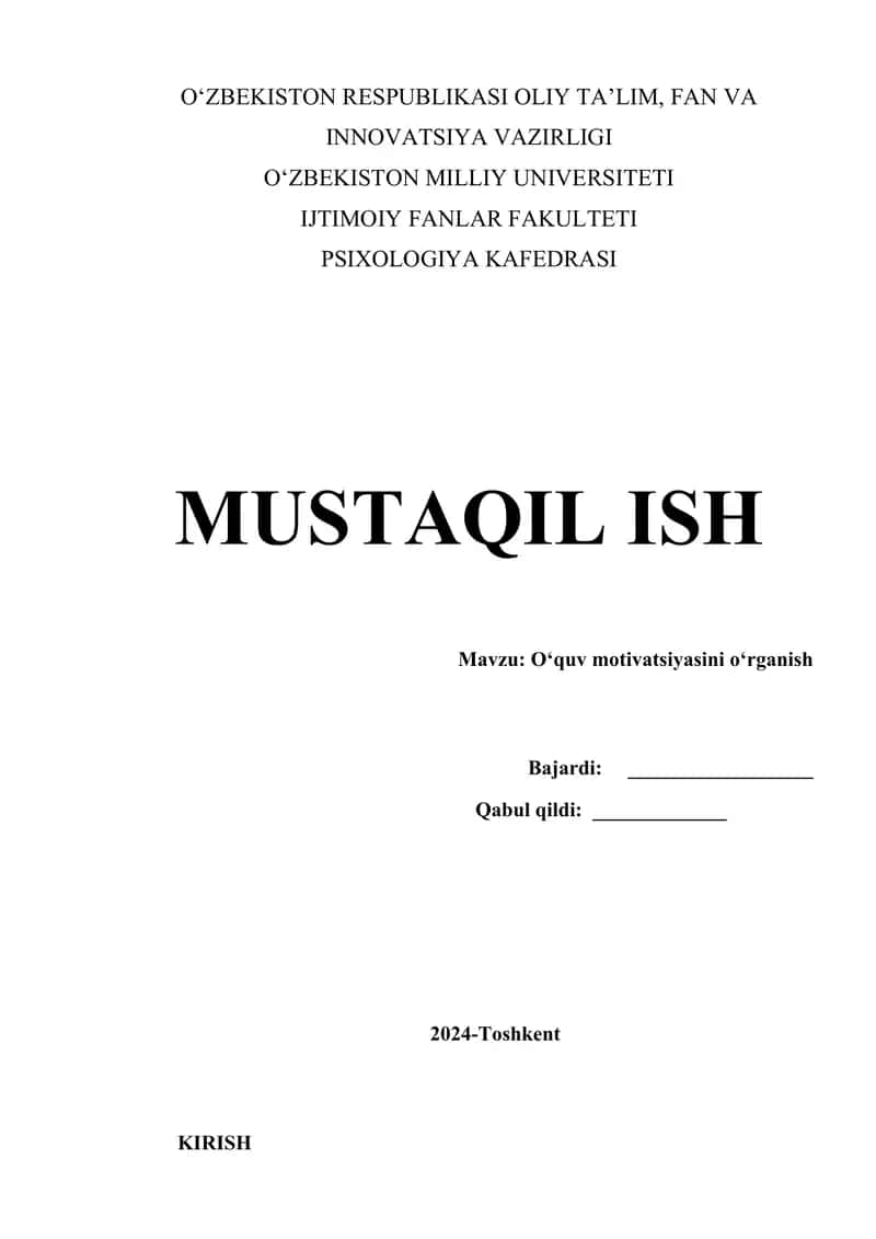 O‘quv motivatsiyasini o‘rganish 1