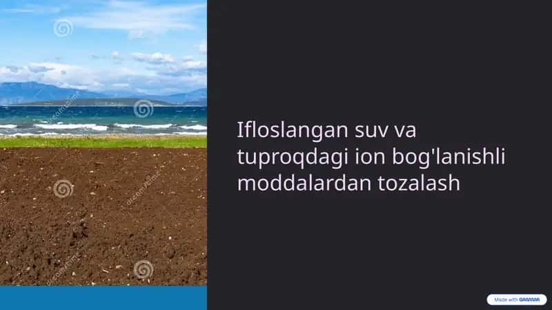 Ifloslangan suv va tuproqdagi ion bog'lanishli moddalardan tozalash 1