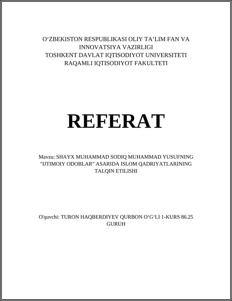 "Ijtimoiy odoblar" asri 1