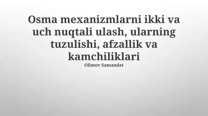 Osma mexanizmlar 1