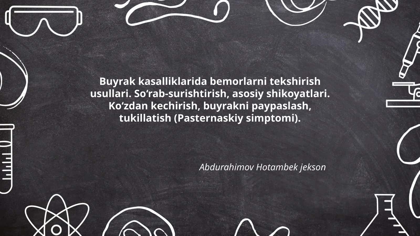 Buyrak kasalliklarida bemorlarni tekshirish usullari 1