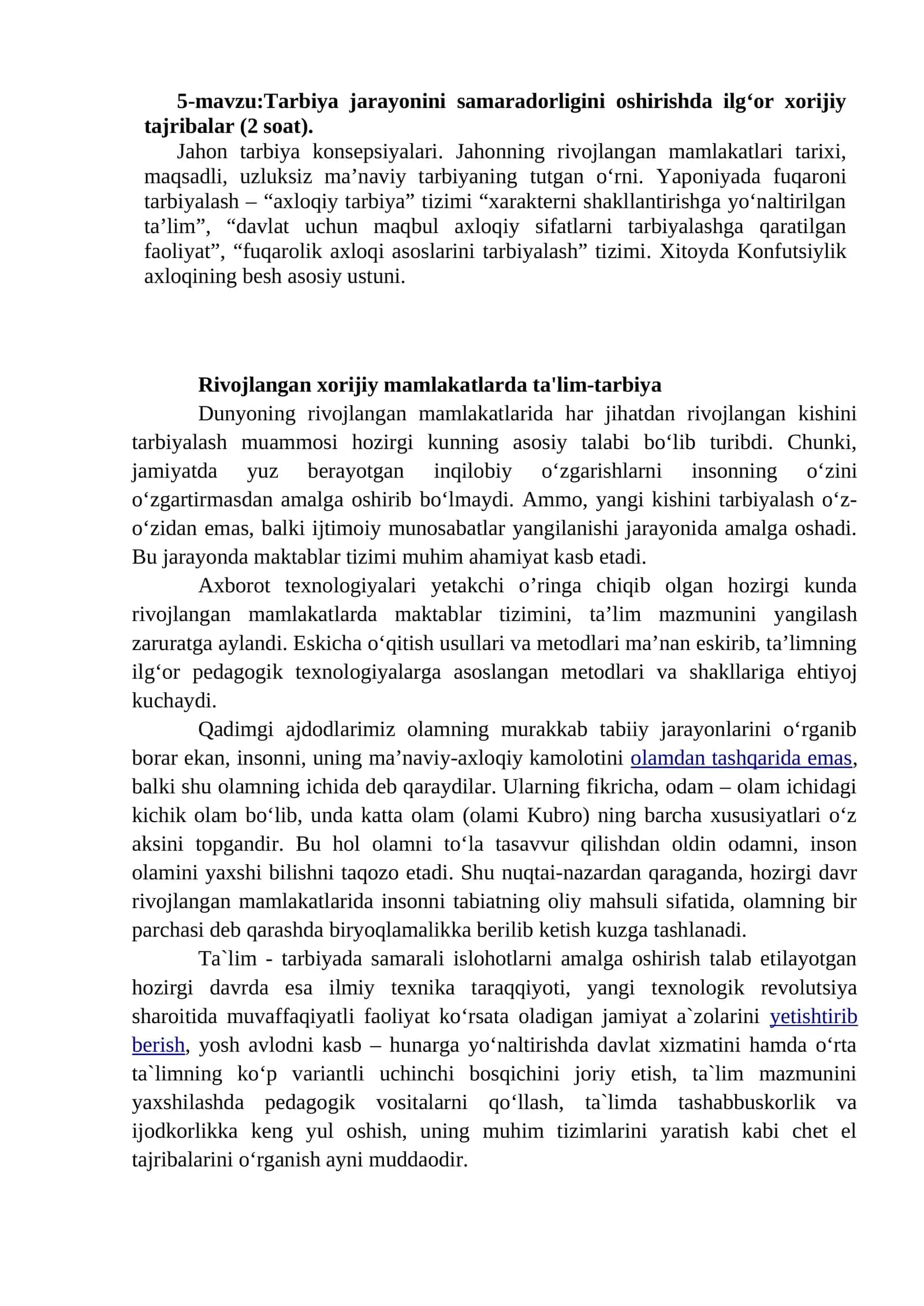 Jahonning rivojlangan mamlakatlari tarixi 1