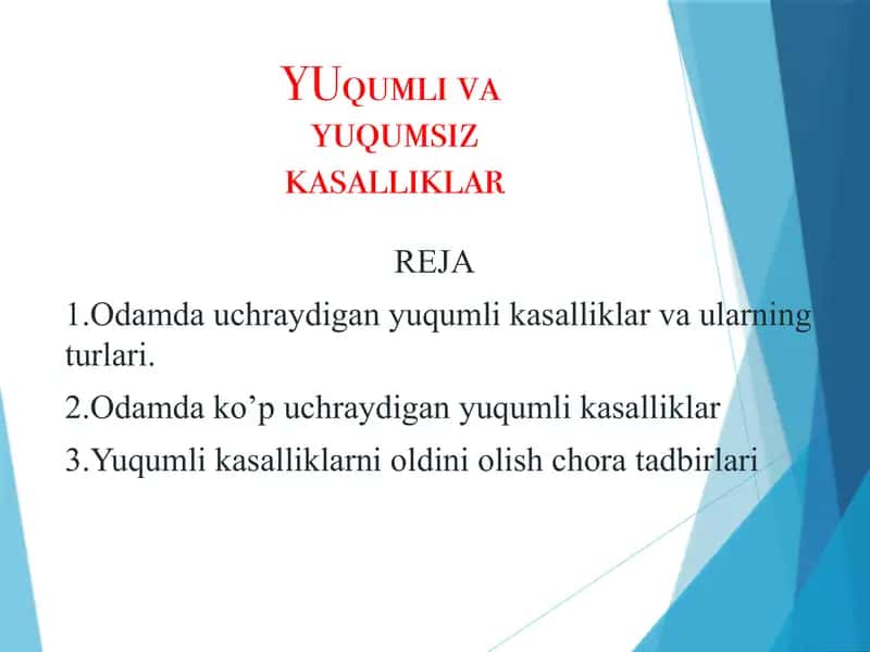 Yuqumli kasallik VA YUQUMSIZ KASALLIKlar 1