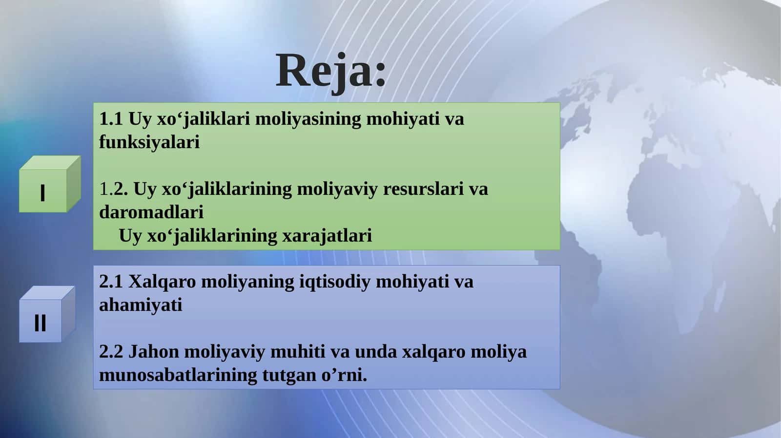 Uy xo'jaliklari moliyasi 1