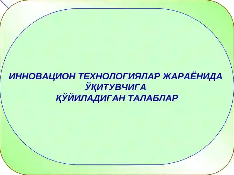 Innovatsion texnologiyalar jarayonida o'qituvchiga qo'yiladigan talablar.