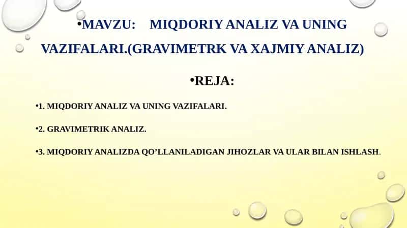 MIQDORIY ANALIZ VA UNING VAZIFALARI 1