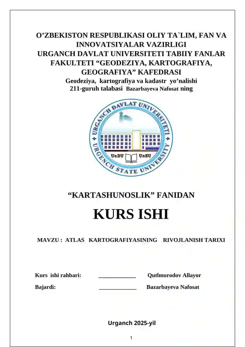 ATLAS KARTOGRAFIYASINING RIVOJLANISH TARIXI