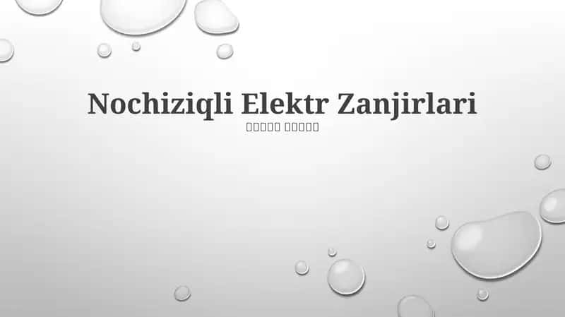 Nochiziqli Elektr Zanjirlari 1