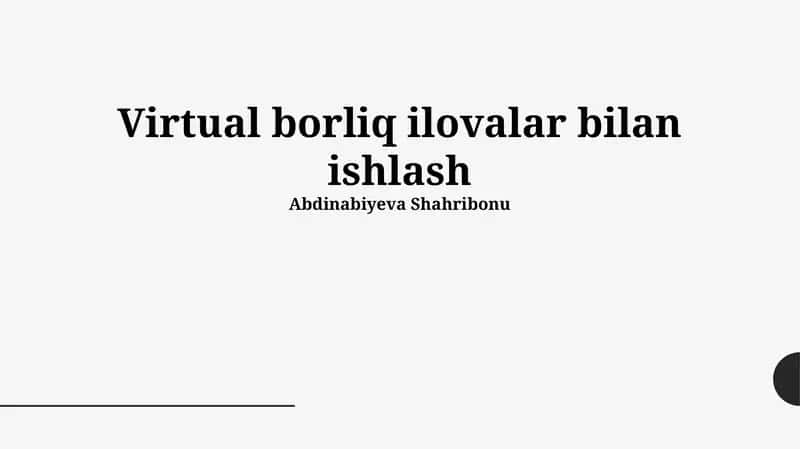 Virtual Realitik Ilovalar 1