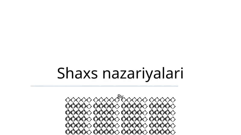 Shaxs nazariyalari 1