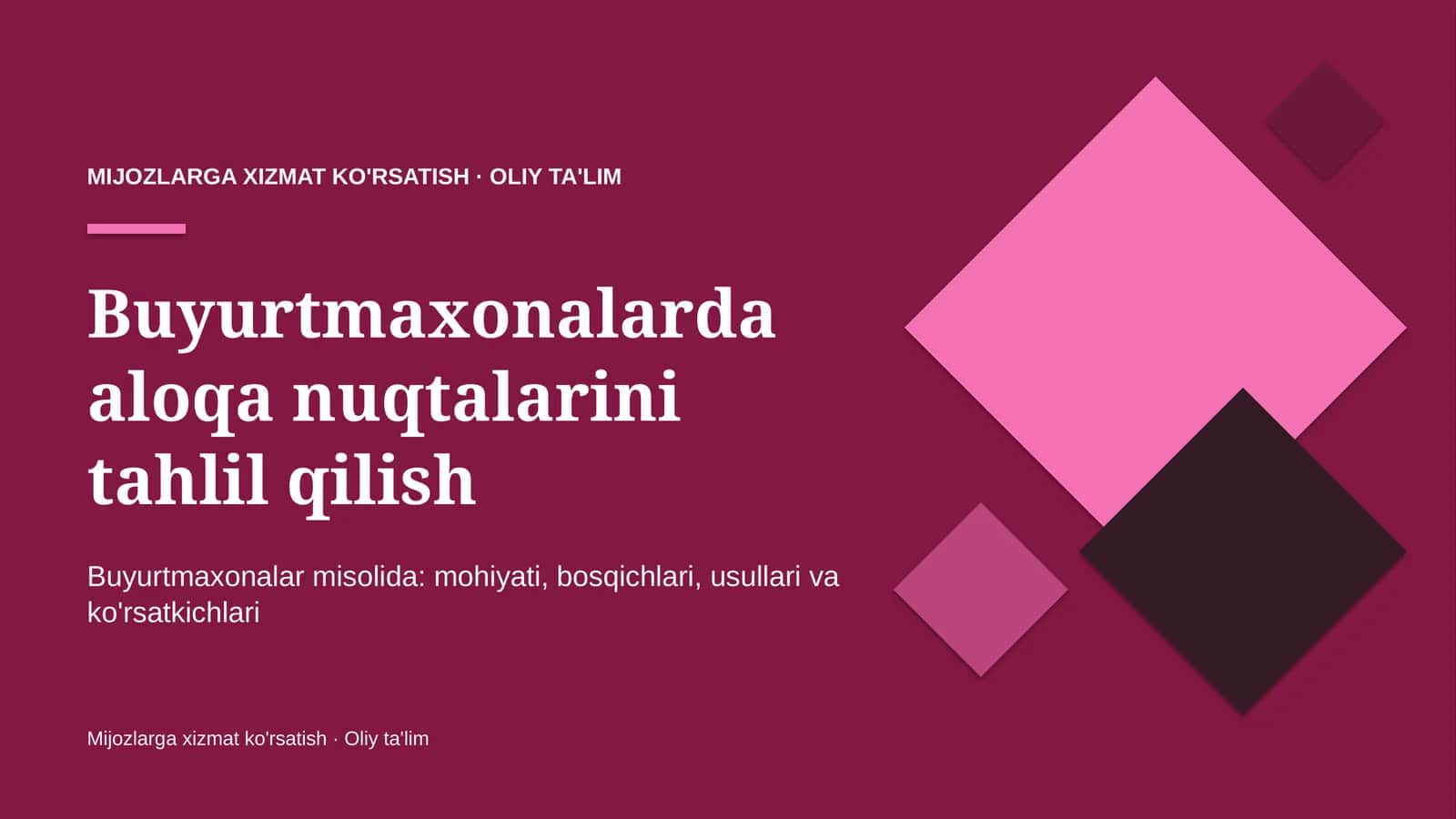 Buyurtmaxonalarda aloqa nuqtalarini tahlil qilish 1