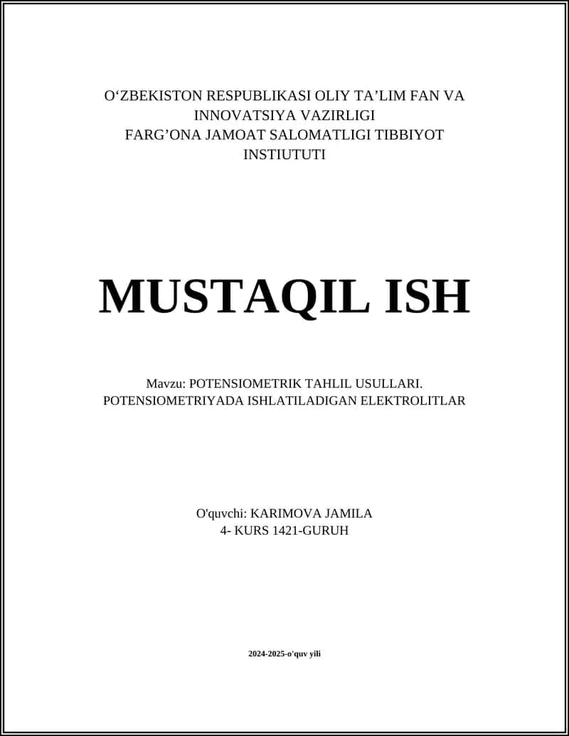 POTENSIOMETRIK TAHLIL USULLARI 1