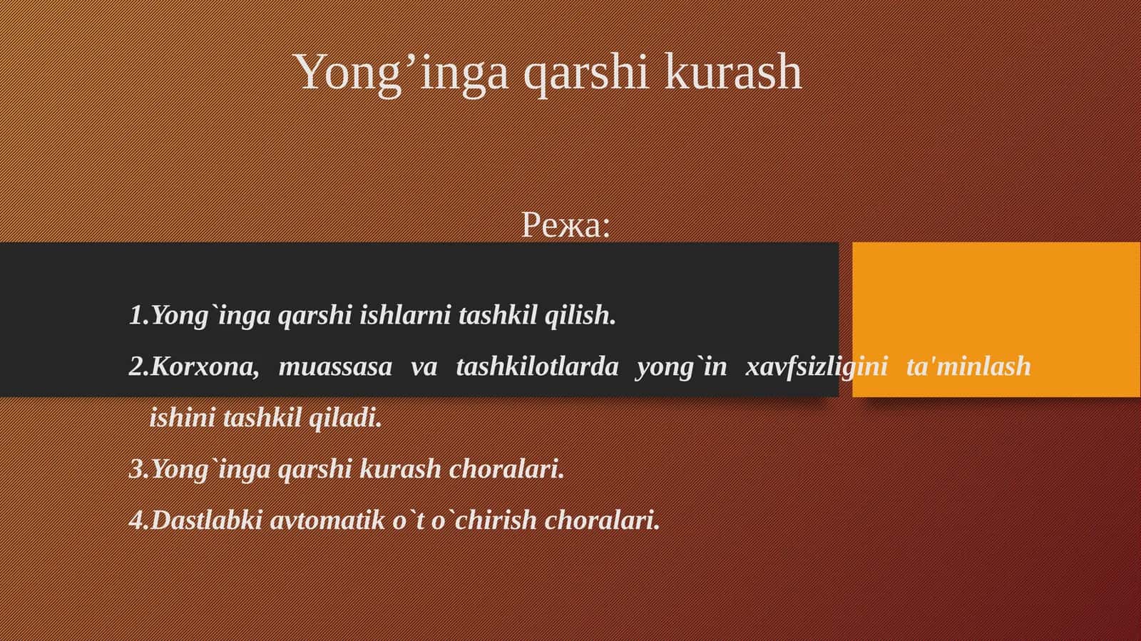 Yong’inga qarshi kurash 1