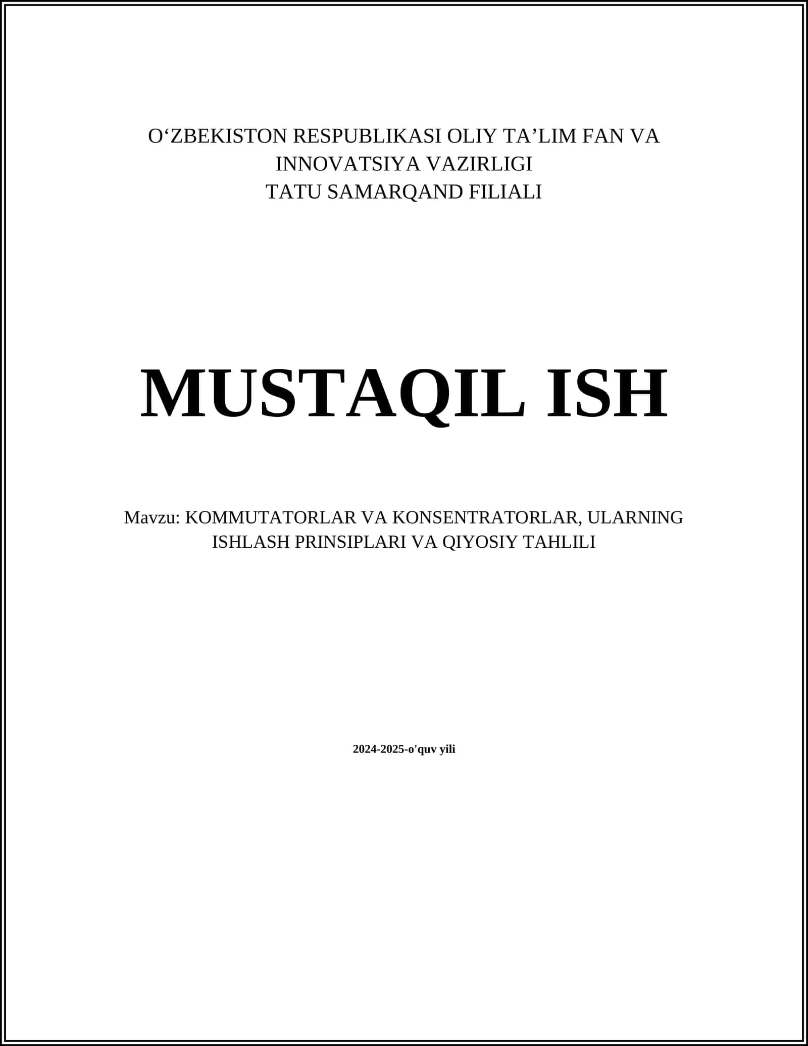 Kommutorlar va Konsentratorlar 1