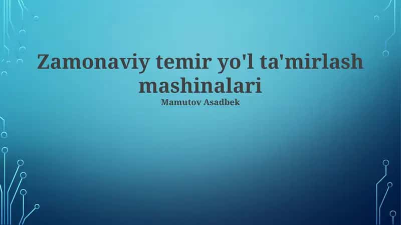 Zamonaviy Temir Yo'l Ta'mirlash Mashinalari 1