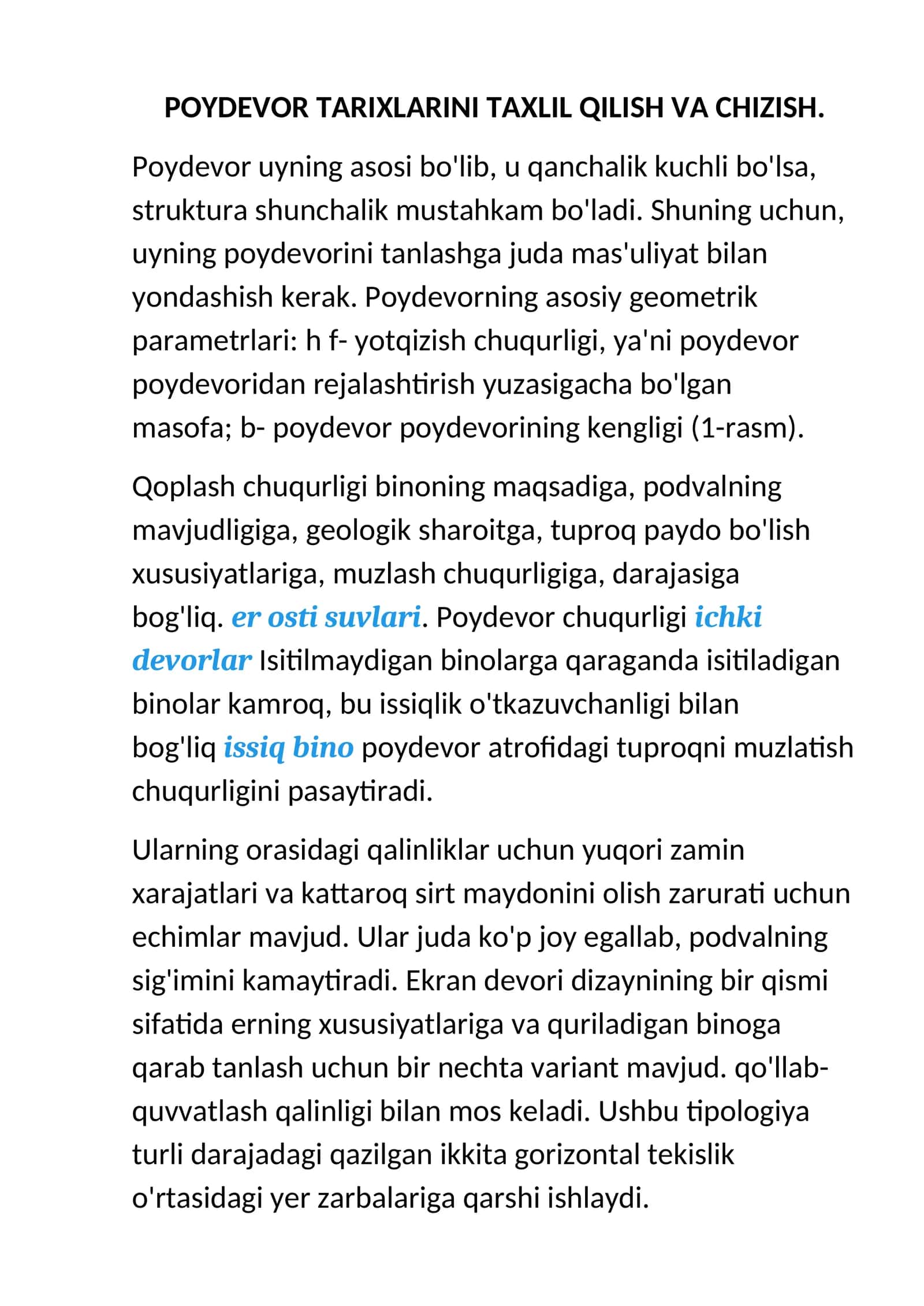 POYDEVOR TARIXLARINI TAXLIL QILISH VA CHIZISH 1